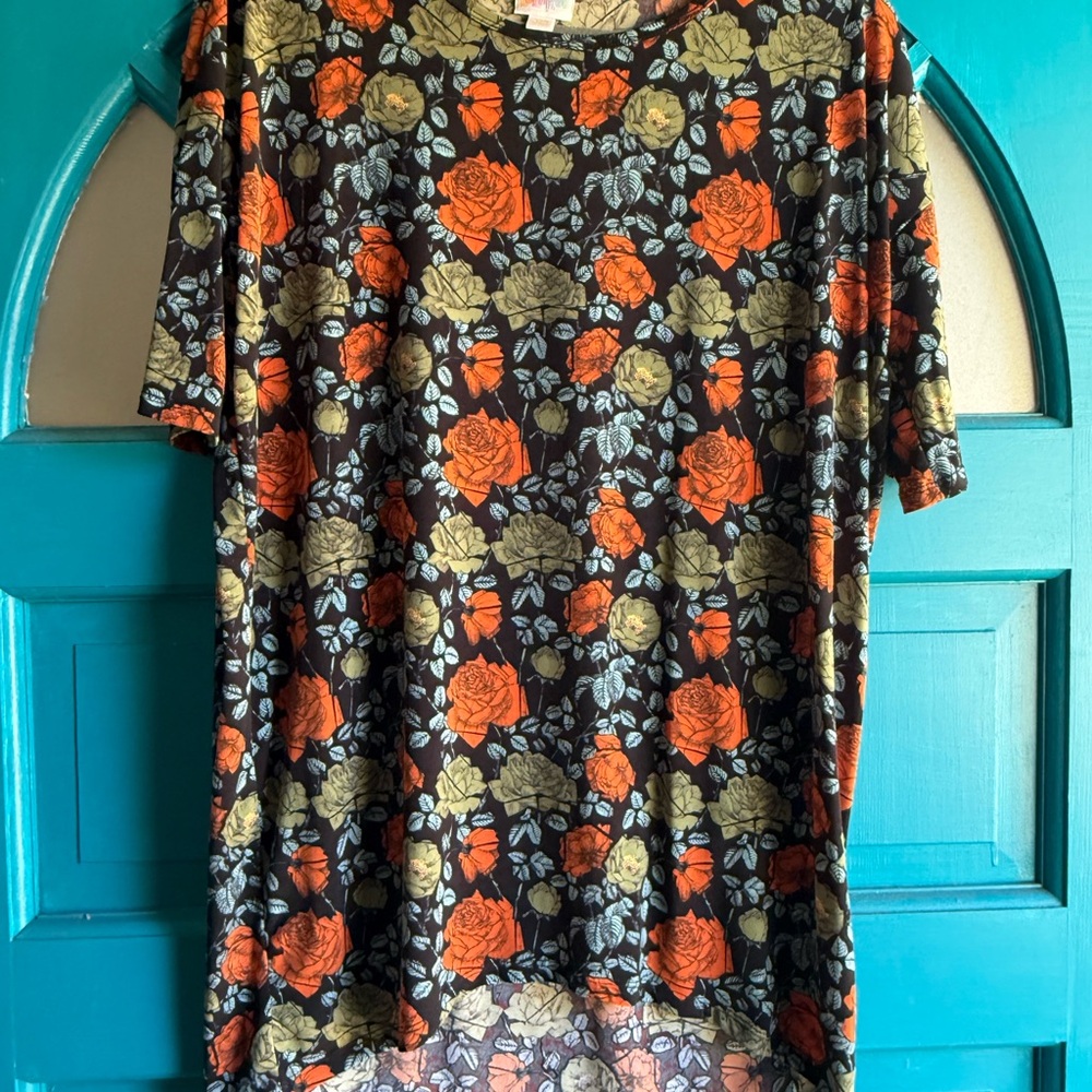 LuLaRoe Floral Tunic - Black, Orange, Green